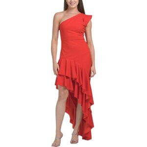 JEWEL BY BADGLEY MISCHKA One Shoulder Cascade Ruffle Gown